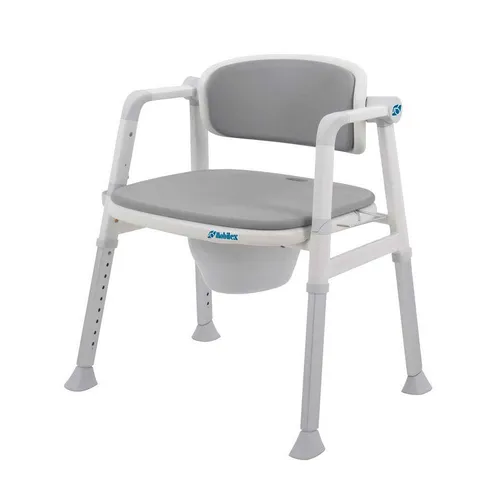 Mobilex Toilettenstuhl mit Rückenlehne - Robuster Toilettenstuhl mit maximaler Belastbarkeit von 150 kg und bequemer PU-Schaum-Sitzfläche. Ideal für den täglichen Einsatz und Unterstützung bei der Pflege.