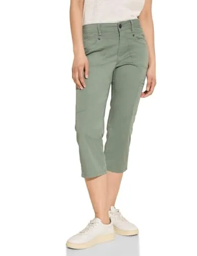 STREET ONE Damen A377221 Sportive 3/4 Cargohose, Dry salvia Green, 34W x 22L