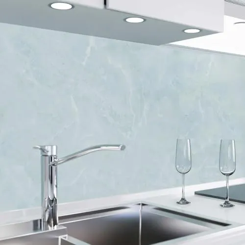 danario Küchenrückwand selbstklebend - Matt - Spritzschutz Küche - versteifte PET Folie - 0,4 mm - Marmor blau - 60cm x 500cm