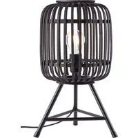 Brilliant Tischleuchte Woodrow - Nachttischleuchte im modernen Design aus dunklem Holz und Bambus, ideal für stimmungsvolle Beleuchtung in jedem Raum, ohne Leuchtmittel.