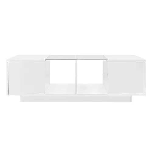 Couchtisch mit LED-Beleuchtung und Hochglanz-Oberfläche, 120x50x38,5cm in Weiß - Moderner Couchtisch mit innovativer LED-Beleuchtung in 16 Farben, ideal für stilvolle Wohnräume. Praktischer Stauraum und hochwertige Materialien sorgen für Langlebigkeit und Eleganz in Ihrem Zuhause.