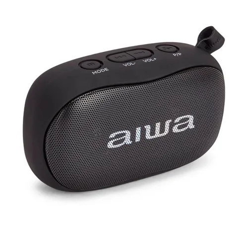 Aiwa BS-110BK Mini BT5.0 Lautsprecher - Audio-Docks & Mini-Lautsprecher mit 10W HyperBass, tragbar und ideal für Musik unterwegs – mit praktischem Karabiner und Bluetooth-Konnektivität.