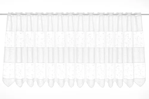 Gardinen Kranzusch Scheibengardine Jacquard verschlungen Linien 60x87,5 cm H/B weiß Bistrogardine Vorhang Küche 1er Pack