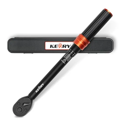 Kerry 3/8 Zoll Drehmomentschlüssel, 5-60 N·m/3.7-44.3 lbf·ft, ±3% Fehlergenauigkeit, 72 Zähne Professioneller Torque Wrench für Autol, Fahrrad, Motorrad