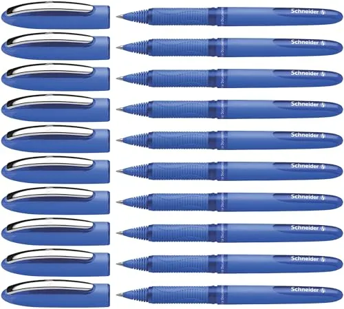 Schneider One Hybrid C Tintenroller mit Flüssigtinte, nicht einziehbar, Strichstärke 3 mm, Blau, 10 Stück