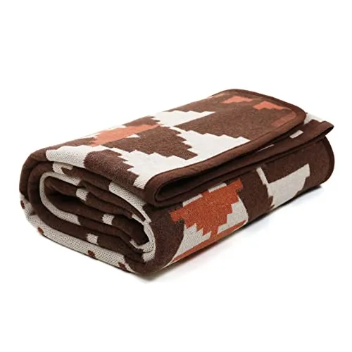 ACUSHLA Campingdecke aus Merinowolle, weich, warm, dick, waschbar, großes Bett, Couch, Outdoor, Camping, Schlafen, Reisen, Überwurf, Decke, für jedes Wetter, aztekisches Braun, 79 x 63 cm