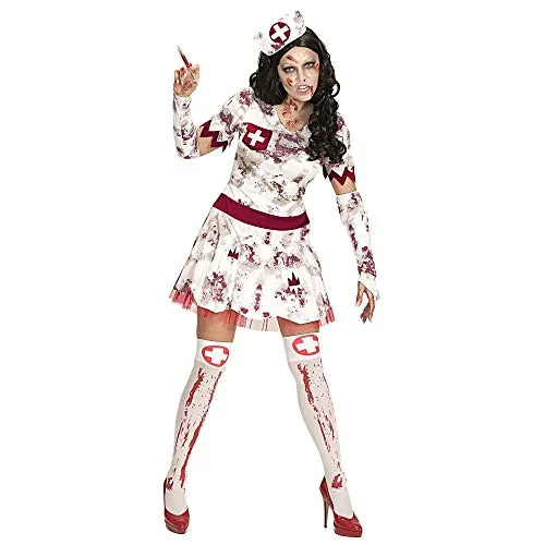W WIDMANN MILANO Party Fashion - Kostüm Zombie Krankenschwester, 3-teiliges Set in Größe XL, blutverschmiertes Kleid für gruselige Halloween-Partys
