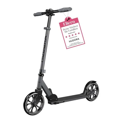 HUDORA Scooter Up 200 - Geräuscharmer Aluminium-Roller für alle Altersgruppen - Kickscooter mit höhenverstellbarem Lenker (77-103cm) und bis zu 100kg belastbar. Ideal für Kinder, Jugendliche und Erwachsene – für maximalen Fahrspaß und Komfort!