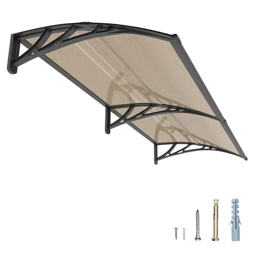 Vordach für Haustür 80x200cm, UV Überdachung Haustür aus Polycarbonat – Schützt vor Regen Schnee für Terrasse, Veranda Fenster
