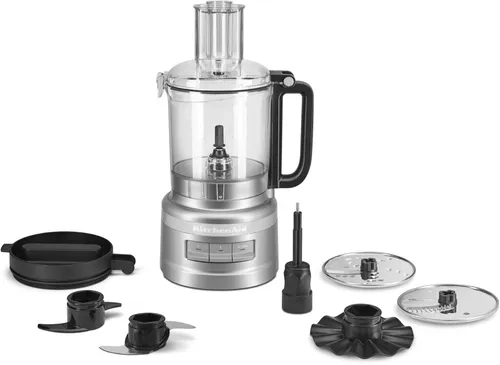 KitchenAid FoodProcessor 2,1L 5KFP0921ECU Kontur Silber - Küchenmaschine für schnelles Zerkleinern, Pürieren und Kneten. Ideal für kleine Haushalte, mit 2,1L Schüssel und spülmaschinenfestem Zubehör für einfache Reinigung.