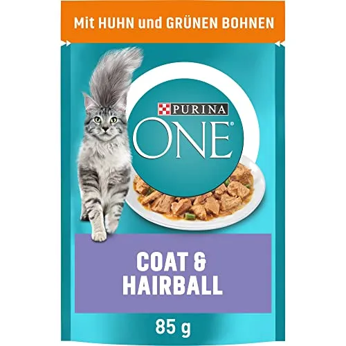 PURINA ONE Coat und Hairball Katzenfutter nass in Sauce, mit Huhn, 26er Pack (26 x 85g)