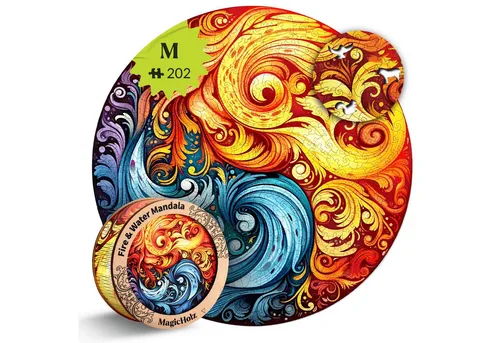 MagicHolz Puzzle MagicHolz Feuer und Wasser Mandala Holzpuzzle, 565 Puzzleteile
