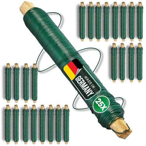 Novatool 25x Wickeldraht - Grüner Basteldraht 0,65 mm - Schmuckdraht - Flexibel und stabil, ideal zum Binden von Gestecken, Kränzen oder Skulpturen. Universell einsetzbar für Hobbybastler und Floristen, auf praktischer Holzspule.