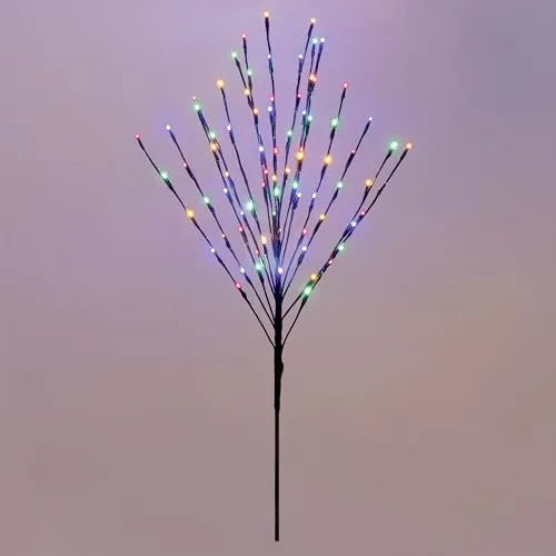Lichterbaum 110 cm Multicolor für Außen mit Timer - 80 LED - Deko Baum bunt beleuchtet Batterie betrieben - Weihnachten Advent Winter Deko Beleuchtung für Garten