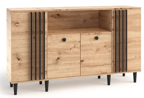 Kommode Livia 160x40x92,5cm Artisan Eiche schwarz 4-türig
