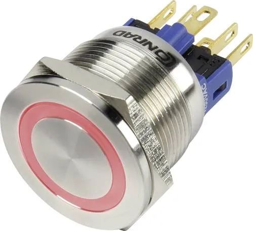 TRU COMPONENTS 1303040 GQ22S-11E/R/12V Vandalismusgeschützter Drucktaster 250 V/AC 3 A 1 x Aus/(Ein) tastend Rot IP65 1 St.