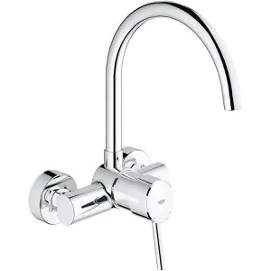Grohe Concetto Einhand-Spültischbatterie - Hochwertige Wandmontage mit hohem Auslauf - Armaturen für moderne Küchen, mit verchromter Oberfläche für eine elegante Optik und einfache Reinigung.