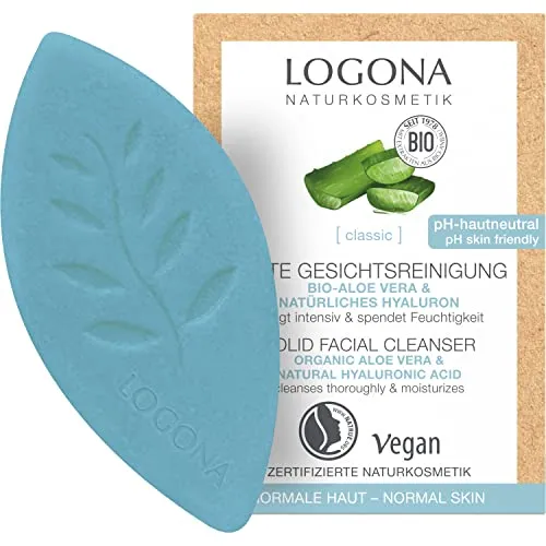 LOGONA Naturkosmetik Feste feuchtigkeitsspendende Gesichtsreinigung Bio-Aloe Vera & natürlichem Hyaluron