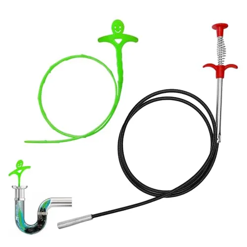 Flexibler Krallengreifer 160cm - Ideal für Abflussreinigung - Rohrreinigungswellen mit 160cm Länge, flexibler Stahlfeder und ergonomischem Griff für müheloses Greifen von Abfällen in Küche, Bad und Waschbecken.
