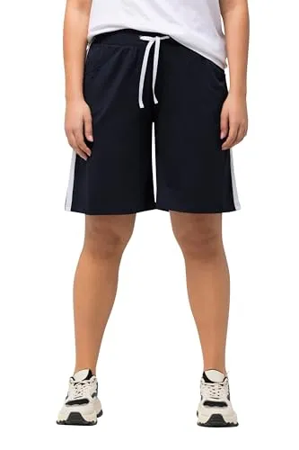 Ulla Popken, Damen, große Größen, Jerseyshorts, weites Bein, Kontraststreifen