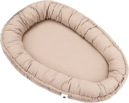 Julius Zöllner Kuschelnest NIDO, Musselin sand - Made in Germany - Nestchen für Babys (55x80 cm) aus 100% Baumwolle, ideal für sicheren Schlaf und Geborgenheit. Pflegeleicht bei 40° Schonwäsche, perfekt ab Geburt.