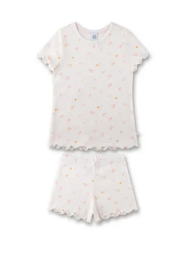 Sanetta Kid's Pyjama Short AOP 233538 - Schlafanzug Gr 92 weiß - Schlafanzug für Mädchen in Größe 92 mit einem verträumten Blumenprint aus 100% Baumwolle, ideal für gemütliche Nächte und entspannte Freizeit.