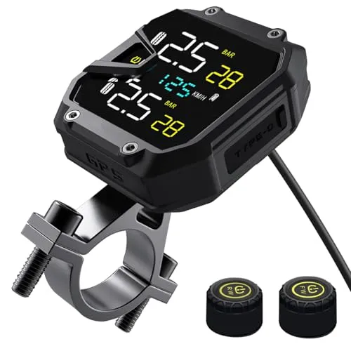 OBEST Motorrad TPMS Reifendrucküberwachungssystem - Werkzeuge für Reifendruck-Kontrollsysteme mit hochpräziser Echtzeitüberwachung von Druck und Temperatur, sorgt für Fahrsicherheit und verlängert die Reifenlebensdauer.