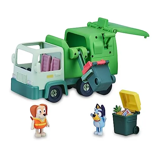 Bluey - Müllwagen, Spielzeugwagen aus der Zeichentrickserie, Hundefigur und Zubehör, Lernspiel zum Recycling, für Jungen und Mädchen ab 3 Jahren, Berühmt (BLY44010)