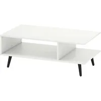 Costway Couchtisch mit Stauraum – 2-stufiger Wohnzimmertisch in Weiß