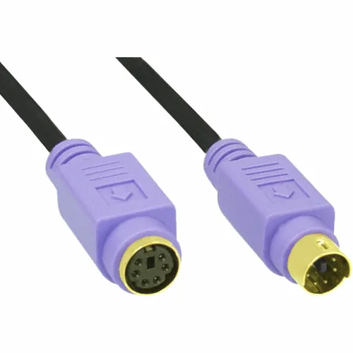 PS/2 Verlängerung Stecker zu Buchse PC99 Kabel schwarz Stecker violett 2m