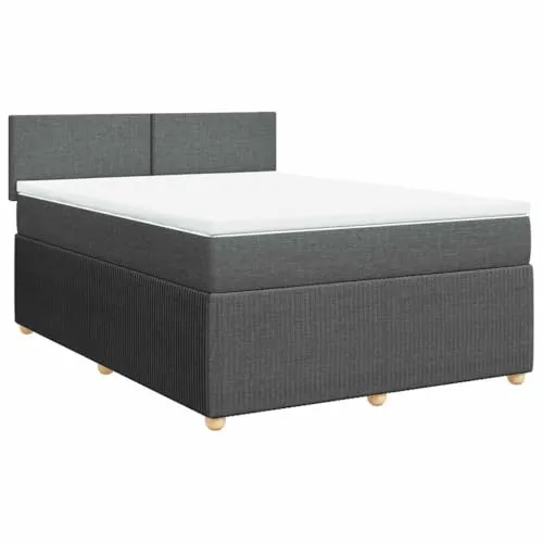 vidaXL Boxspringbett Dunkelgrau 140x190 cm mit Matratze von vidaXL