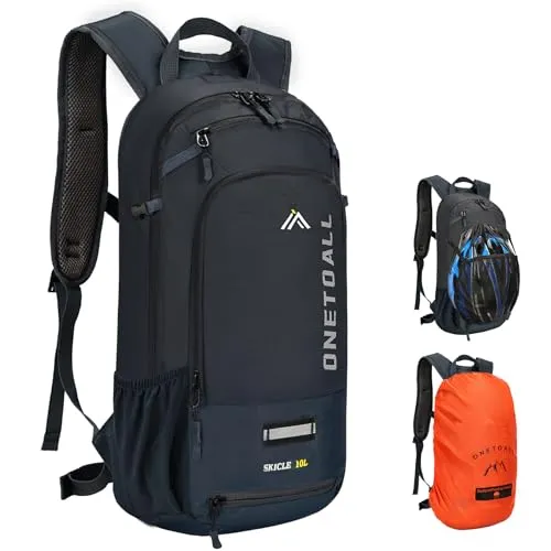 LOCAL LION ONETOALL Fahrradrucksack Klein 10L mit Regenschutz und Helmnetz, Skirucksack für Damen und Herren, Kleiner Wanderrucksack Wasserdicht zum Skifahren Radfahrren Wandern Tagestour