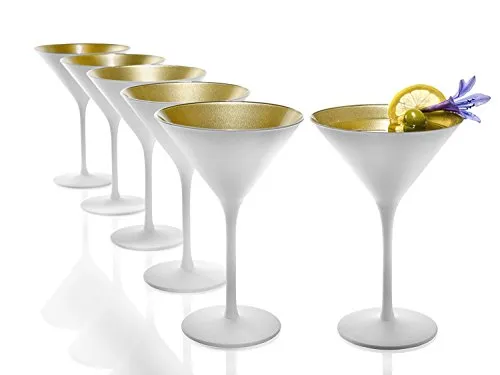 Stölzle Lausitz Elements Cocktailschale, 6er Set - Elegante Cocktailgläser in Matt-Weiß und Gold, ideal für Martini und Cosmopolitan. Hochwertige Verarbeitung und klassisches Design für besondere Anlässe.