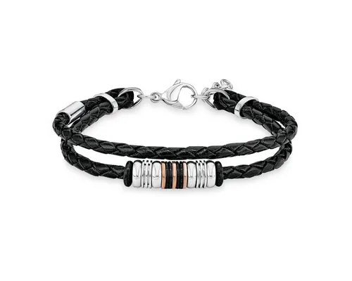 s.Oliver Armband 9024360 - Edelstahlarmband für Herren aus Leder und Edelstahl, mit einer verstellbaren Länge von 20 cm und einem stilvollen Karabinerverschluss.