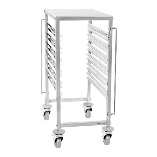 Royal Catering Rollwagen RCTW 6 GN1/1 - Beistellwagen - Robuster Tablettwagen aus Edelstahl mit 6 Einschüben für GN 1/1 Behälter, ideal für effizienten Transport in Großküchen und Gastronomie.