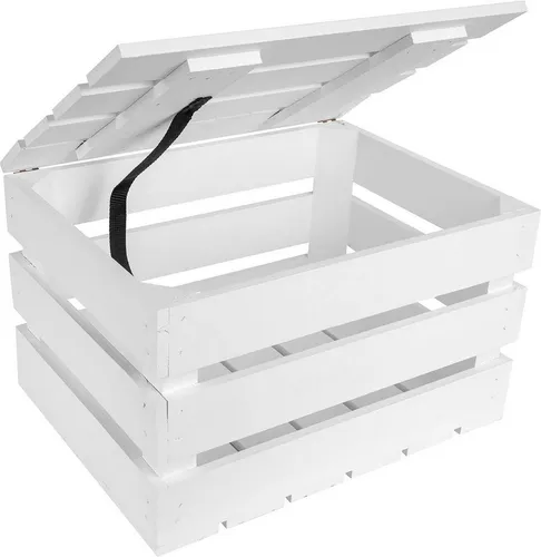 Creative Deco Aufbewahrungsbox Holztruhe - Stilvolle Spielzeugkiste - Aufbewahrungsbox aus Holz in Weiß, ideal zur stilvollen Aufbewahrung von Spielzeug und mehr. Mit Scharnieren für einfachen Zugriff und großzügigem Stauraum.