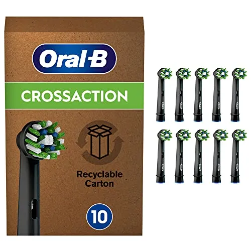 Oral-B CrossAction Aufsteckbürsten 10er Pack - Ersatzbürsten mit abgewinkelten, mittelharten Borsten für eine gründliche Reinigung und optimale Plaque-Entfernung. Kompatibel mit mehreren Oral-B Modellen.