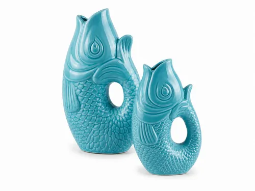 WestCraft Dekovase Fischvase 2er-Set in Pastellfarben in blau von Westcraft