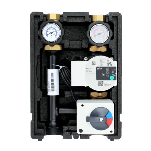 EcoMix Heizkreis Pumpengruppe mit ELODRIVE Stellmotor - Energieeffiziente Heizkreis Pumpengruppe mit 3-Wege-Mischer und Wilo Para STG. Ideal für effiziente Heizlösungen in Haushalten, sorgt für optimalen Durchfluss.