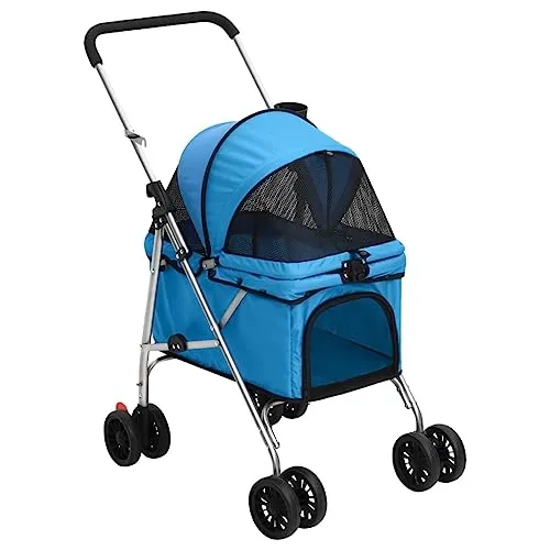 vidaXL Faltbarer Hundewagen Blau 76x50x100 cm