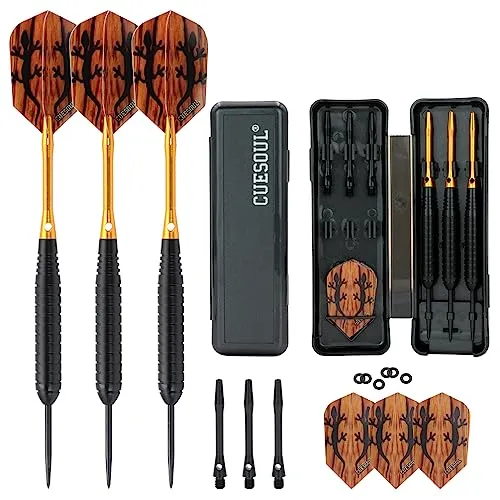 CUESOUL 23 Gramm Steel Dartpfeile - Schwarze Beschichtung Messing Fässer STBS051