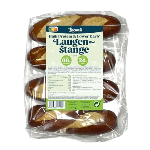 Locawo High Protein & Low Carb Laugenstangen | Laugenbrötchen | Eiweißbrötchen | Voller Weizengeschmack | ideal für eine eiweißreiche, kalorien- und zuckerreduzierte Ernährung