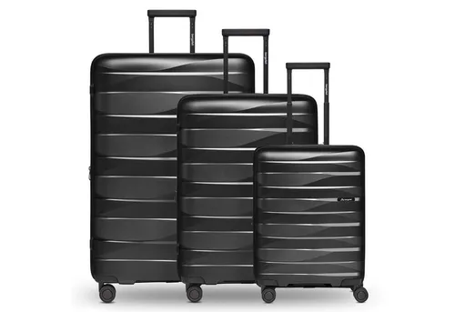Bergpfeil Koffer-Set 3-teilig | Hochwertiges Polypropylen | Erweiterbar mit TSA-Schloss - Koffer Set mit viel Stauraum und wasserfesten Reißverschlüssen. Ideal für Reisen mit optimaler Organisation durch Trennwände und 360° Doppelrollen für müheloses Gleiten.