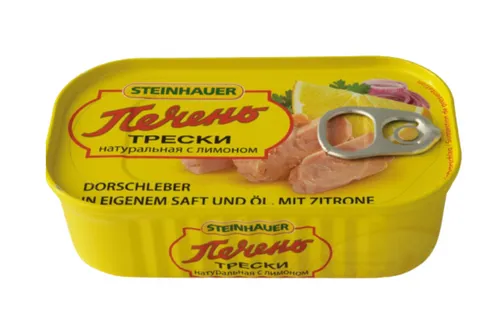 Steinhauer Marke 1 Dorschleber in eigenem Saft und Öl ,mit Zitrone 120 g