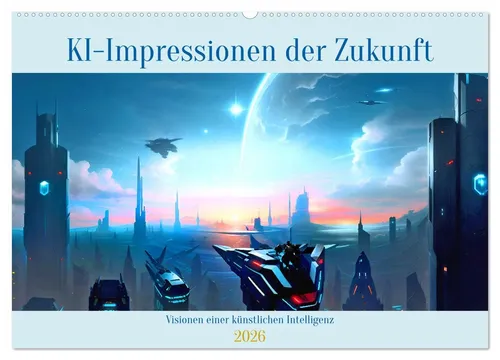 CALVENDO Wandkalender KI-Impressionen der Zukunft (Wandkalender 2026 DIN A2 quer), CALVENDO
