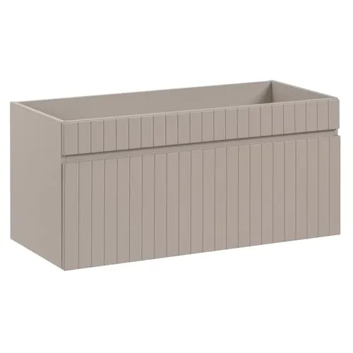 Lomadox Waschbeckenunterschrank 100 cm - Eleganter Kaschmir Auszug - Unterschrank fürs Bad mit hochwertigem MDF Fronten im modernen Rillen Design; ausgestattet mit einem Softclose-System für leises Schließen und eleganter Optik.