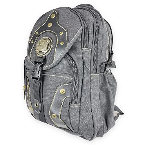 kennydoo großer Rucksack von Babyfish/Damen und Herren Canvas Backpack/Laptopfach (schwarz)