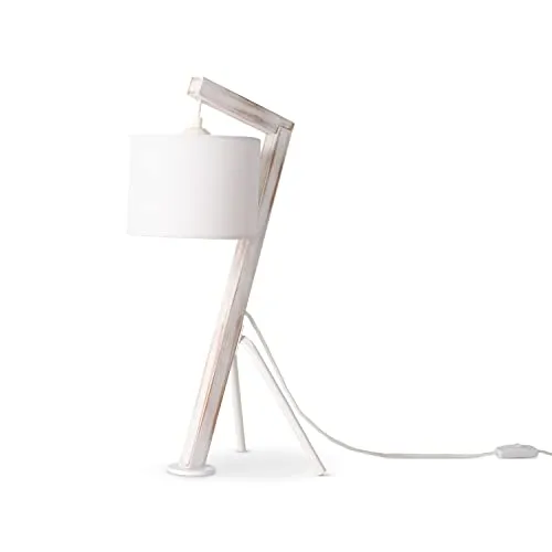 Paco Home Tischlampe Holz - Vintage Nachttischlampe mit E27 Fassung - Tischlampen im einzigartigen Retro-Design aus robustem Bambus oder Kiefernholz, ideal als stilvolle Leselampe für Wohnzimmer und Schlafzimmer.