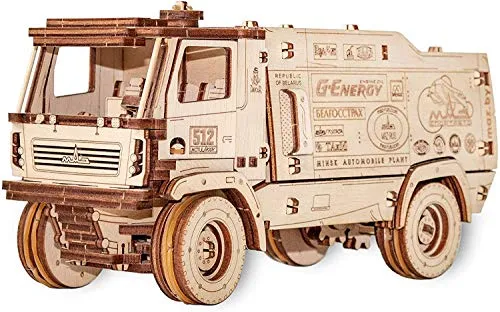 Eco Wood Art MAZ 5309RR Truck 1:30 - Holz Modellbau - 3D Puzzle mit 278 Teilen aus hochwertigem Holz, ideal für Technik- und Fahrzeugliebhaber, fördert Kreativität und Geschicklichkeit.