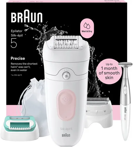 Braun Silk·épil 5 Epilierer für Damen – Effiziente Haarentfernung in Rosa - Erlebe bis zu 1 Monat lang glatte Haut mit dem Braun Silk·épil 5. Für den Einsatz in der Badewanne oder Dusche geeignet, sorgt der Massagerollenaufsatz für zusätzlichen Komfort. Ideal für Anfänger und vielseitig einsetzbar.